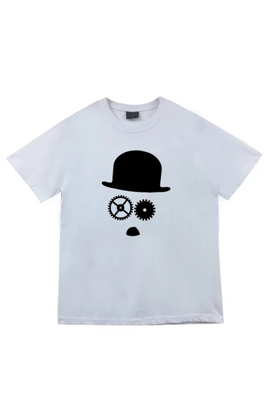 fame-stoned Charlie Chaplin Baskılı Unisex %100 Pamuk Beyaz T-shirt ürün görseli 1