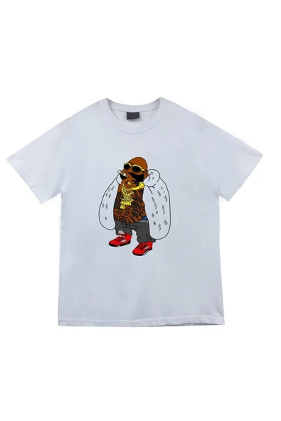 fame-stoned Beyaz Rick Ross Baskılı T-shirt ürün görseli 1