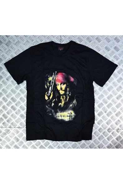 fame-stoned Karayip Korsanları Film Jack Sparrow Karakter Baskılı Unisex %100 Pamuk Beyaz T-shirt ürün görseli 1