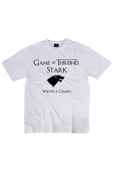fame-stoned Game Of Thrones Baskılı Unisex %100 Pamuk Beyaz T-shirt ürün görseli 1
