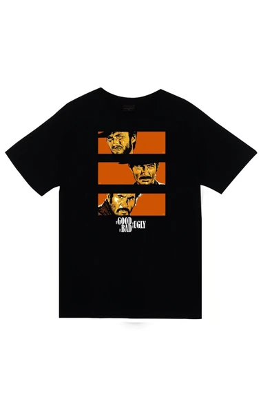 fame-stoned İyi Kötü Çirkin Baskılı Unisex %100 Pamuk Siyah T-shirt ürün görseli 1