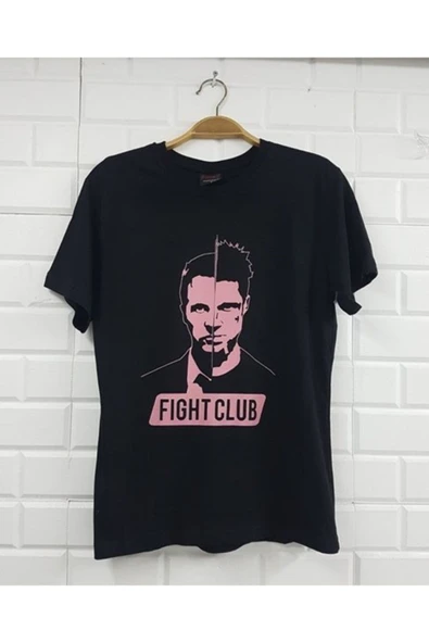 fame-stoned Fight Club Baskılı Unisex %100 Pamuk Siyah T-shirt ürün görseli 1