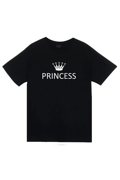 fame-stoned Unisex Siyah Princess Prenses Baskılı T-shirt ürün görseli 1