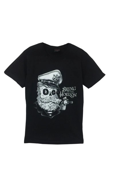 fame-stoned Bring Me The Horizon Baskılı Unisex %100 Pamuk Siyah T-shirt ürün görseli 1