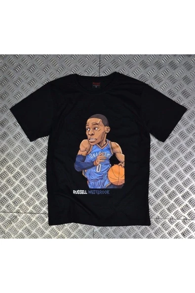 fame-stoned Unisex Siyah Oklahoma - Russell Westbrook Baskılı T-Shirt ürün görseli 1