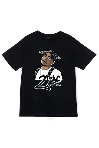 fame-stoned Unisex Siyah Tupac Shakur Baskılı T-shirt ürün görseli 1