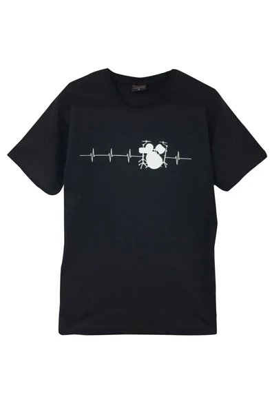 fame-stoned Bateri Baskılı Unisex %100 Pamuk Siyah T-shirt ürün görseli 1