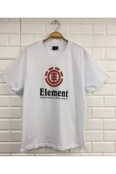 fame-stoned Element Baskılı Unisex %100 Pamuk Beyaz T-shirt ürün görseli 1