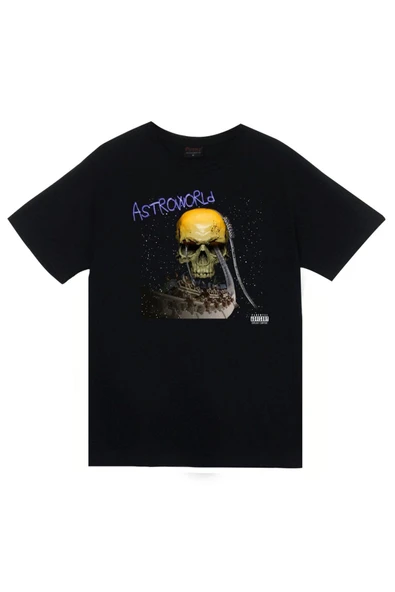 fame-stoned Unisex Siyah Astraworld Travis Scott Baskılı T-shirt ürün görseli 1