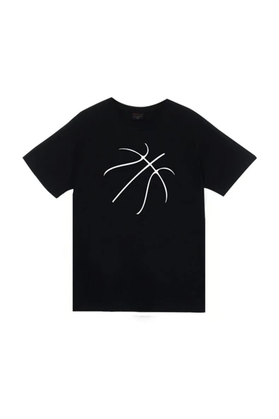 fame-stoned Unisex Siyah Basketbol Topu Baskılı T-shirt ürün görseli 1