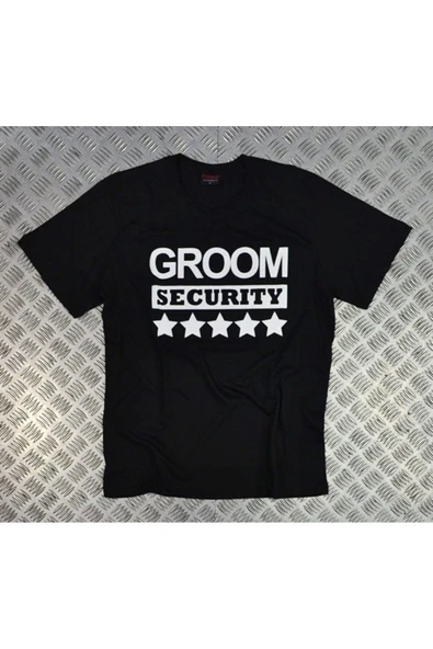 fame-stoned Unisex Siyah Groom Securıty Baskılı T-Shirt ürün görseli 1
