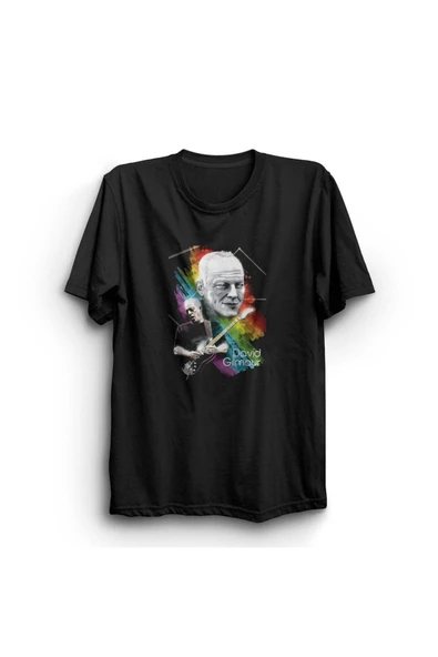 fame-stoned David Gilmour Baskılı Unisex %100 Siyah Pamuk T-shirt ürün görseli 1