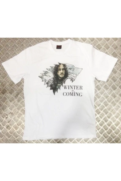 fame-stoned Game Of Thrones Baskılı Unisex %100 Pamuk Beyaz T-shirt ürün görseli 1