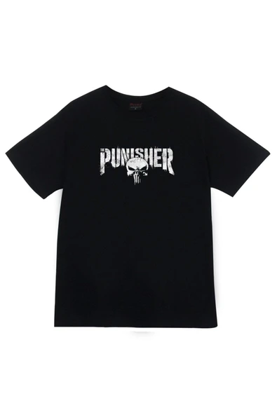 fame-stoned Punisher, Kuru Kafa Baskılı Unisex %100 Pamuk Siyah T-shirt ürün görseli 1