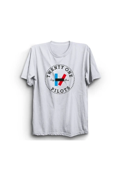 fame-stoned Twenty One Pilots Baskılı Unisex %100 Pamuk Beyaz T-shirt ürün görseli 1
