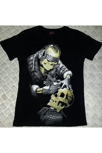 fame-stoned Kuru Kafa Baskılı Unisex %100 Pamuk Siyah T-shirt ürün görseli 1