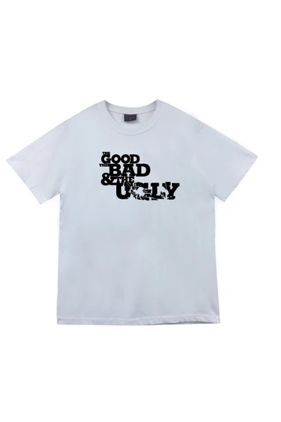 fame-stoned Good Bad Ugly Baskılı Unisex %100 Pamuk Beyaz T-shirt ürün görseli 1