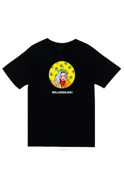 fame-stoned Billie Eilish Baskılı Unisex %100 Pamuk Siyah T-shirt ürün görseli 1
