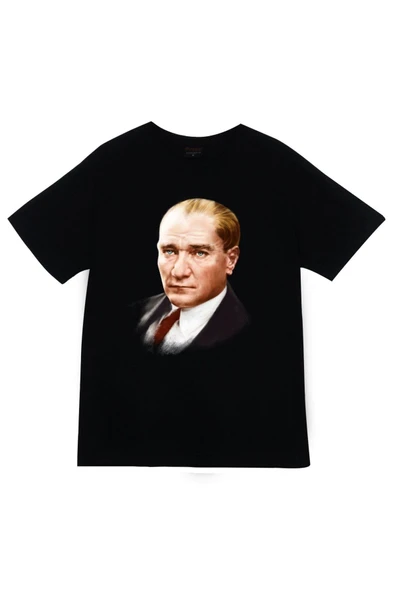 fame-stoned Unisex Siyah Mustafa Kemal Atatürk Baskılı T-shirt ürün görseli 1