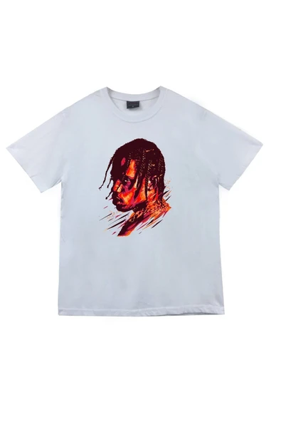 fame-stoned Unisex Beyaz Astraworld Travis Scott Baskılı T-Shirt ürün görseli 1