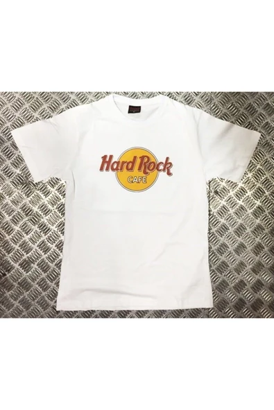 fame-stoned Hard Rock Baskılı Unisex %100 Pamuk Beyaz T-shirt ürün görseli 1