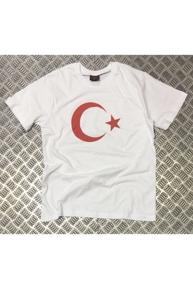 fame-stoned Unisex Beyaz Ay Yıldız Baskılı T-shirt ürün görseli 1