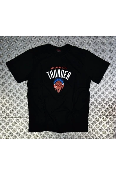 fame-stoned Oklahoma Cıty Thunder Baskılı Unisex %100 Pamuk Siyah T-shirt ürün görseli 1