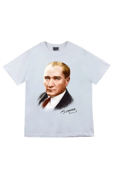 fame-stoned Unisex Beyaz Mustafa Kemal Atatürk Baskılı T-shirt ürün görseli 1