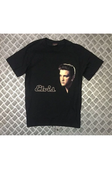 fame-stoned Elvis Presley Baskılı Unisex %100 Pamuk Siyah T-shirt ürün görseli 1