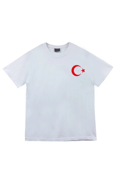 fame-stoned Unisex Beyaz Ay Yıldız Baskılı T-Shirt ürün görseli 1
