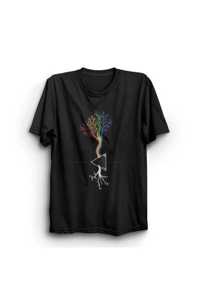 fame-stoned Pink Floyd Baskılı Unisex %100 Pamuk Siyah T-shirt ürün görseli 1