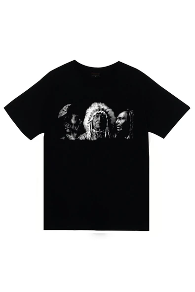 fame-stoned Unisex Siyah Kızılderili Baskılı Tshirt ürün görseli 1