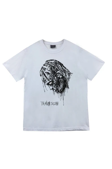 fame-stoned Unisex Beyaz Astraworld Travis Scott Baskılı T-shirt ürün görseli 1
