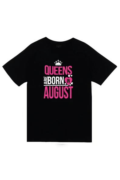 fame-stoned Unisex Siyah Queens Are Born In August T-Shirt ürün görseli 1