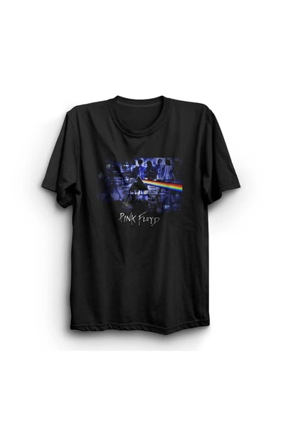 fame-stoned Pink Floyd Baskılı Unisex %100 Pamuk Siyah T-shirt ürün görseli 1