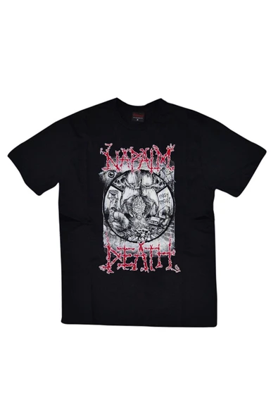 fame-stoned Napalm Death Baskılı Unisex %100 Pamuk Siyah T-shirt ürün görseli 1