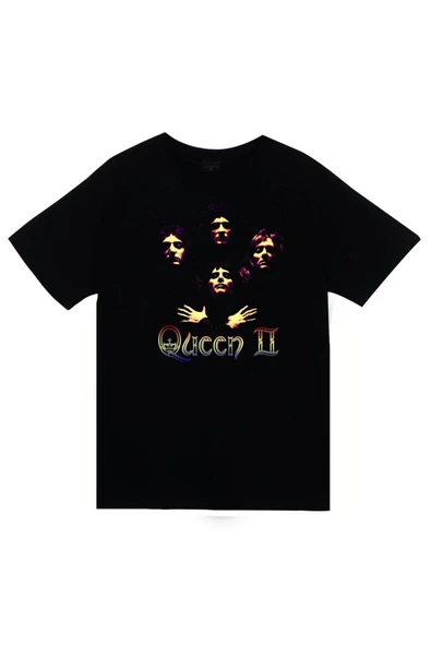 fame-stoned Queen Baskılı Unisex %100 Pamuk Siyah T-shirt ürün görseli 1