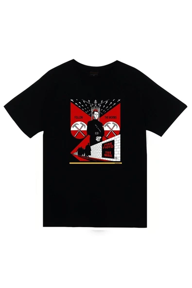 fame-stoned Pink Floyd Baskılı Unisex %100 Pamuk Siyah T-shirt ürün görseli 1