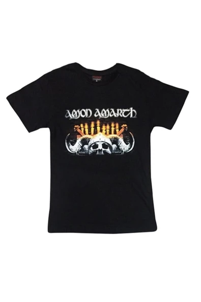 fame-stoned Amon Amarth Baskılı Unisex %100 Pamuk Siyah T-shirt ürün görseli 1