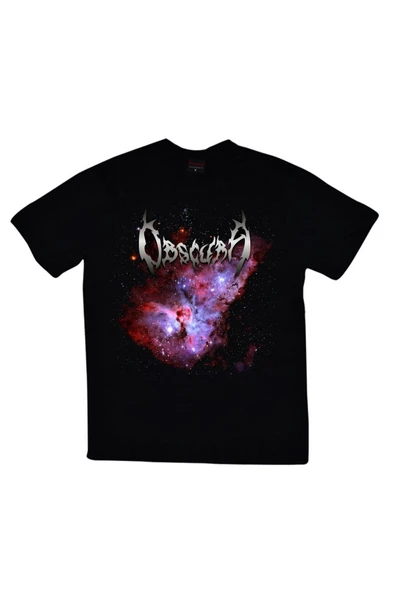 fame-stoned Obscura Baskılı Unisex %100 Pamuk Siyah T-shirt ürün görseli 1