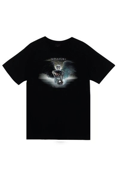 fame-stoned Sepultura Baskılı Unisex %100 Pamuk Siyah T-shirt ürün görseli 1