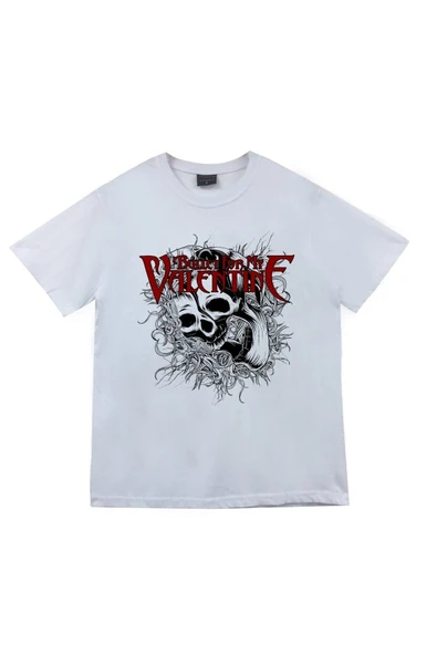 fame-stoned Bullet For My Valentine Baskılı Unisex %100 Pamuk Beyaz T-shirt ürün görseli 1