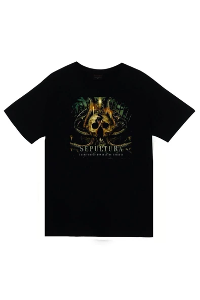 fame-stoned Unisex Siyah Sepultura Baskılı T-shirt ürün görseli 1