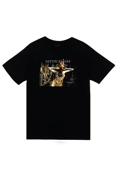fame-stoned Septicflesh Baskılı Unisex %100 Pamuk Siyah T-shirt ürün görseli 1