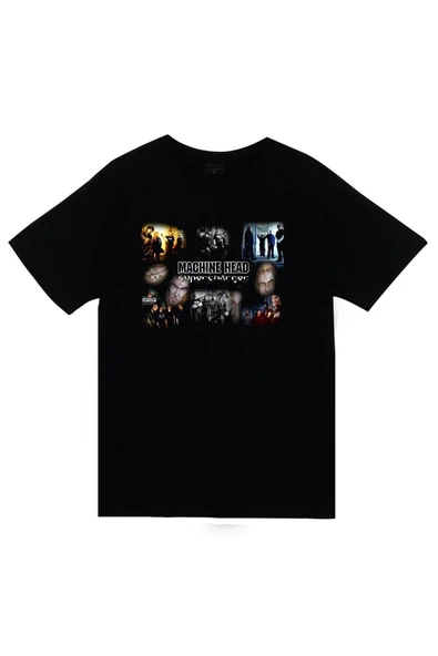 fame-stoned Machine Head Unisex %100 Pamuk Siyah T-shirt ürün görseli 1