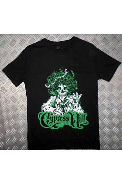 fame-stoned Cypress Hill Baskılı Unisex %100 Pamuk Siyah T-shirt ürün görseli 1