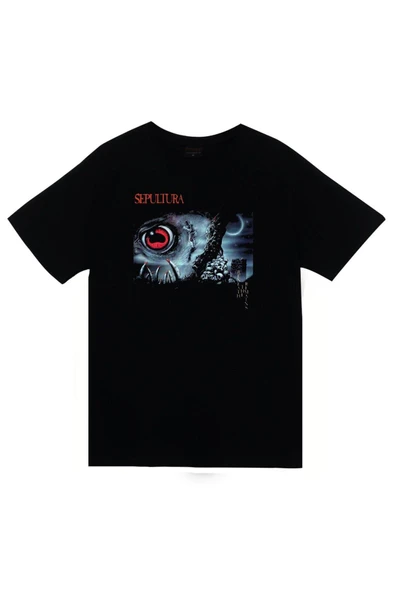 fame-stoned Sepultura Baskılı Unisex %100 Pamuk Siyah T-shirt ürün görseli 1