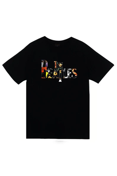 fame-stoned The Beatles Baskılı Unisex %100 Pamuk Siyah T-shirt ürün görseli 1
