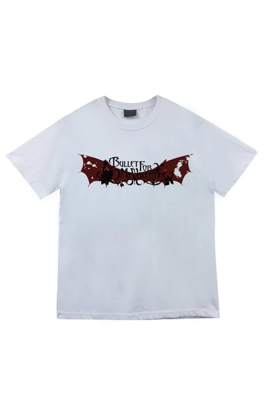 fame-stoned  Bullet For My Valentine Baskılı Unisex %100 Pamuk Beyaz T-shirt ürün görseli 1