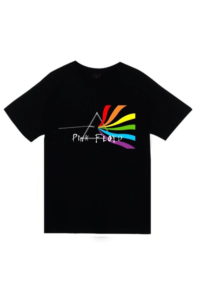 fame-stoned Pink Floyd Baskılı Unisex %100 Pamuk Siyah T-shirt ürün görseli 1